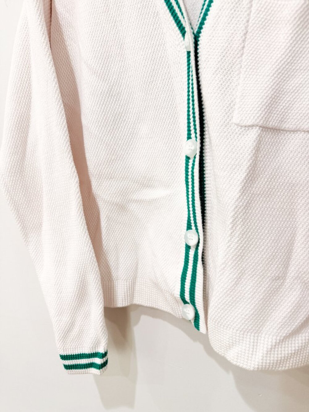 Alo Yoga Tennis Club Sweater Knit Cardigan White Spruce Green Women's S - Picture 5 of 6
